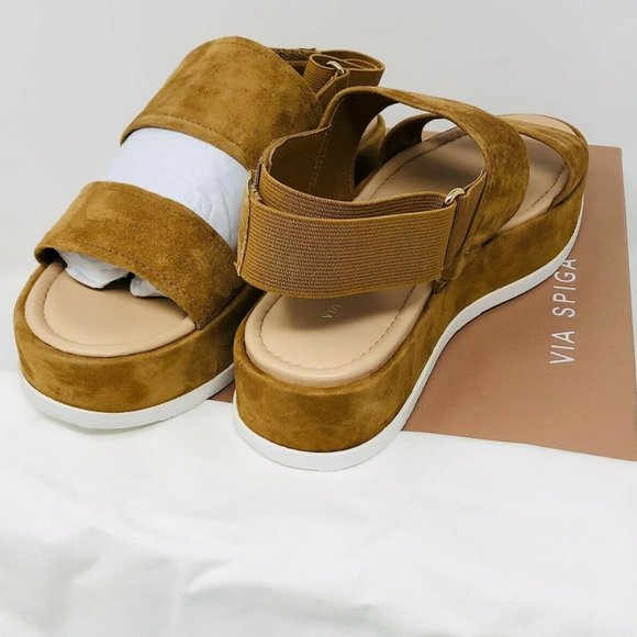 VIA SPIGA V-GABOUREY 2 Leather City Suede Tan Sandals Women's Shoes - Picture 2 of 3